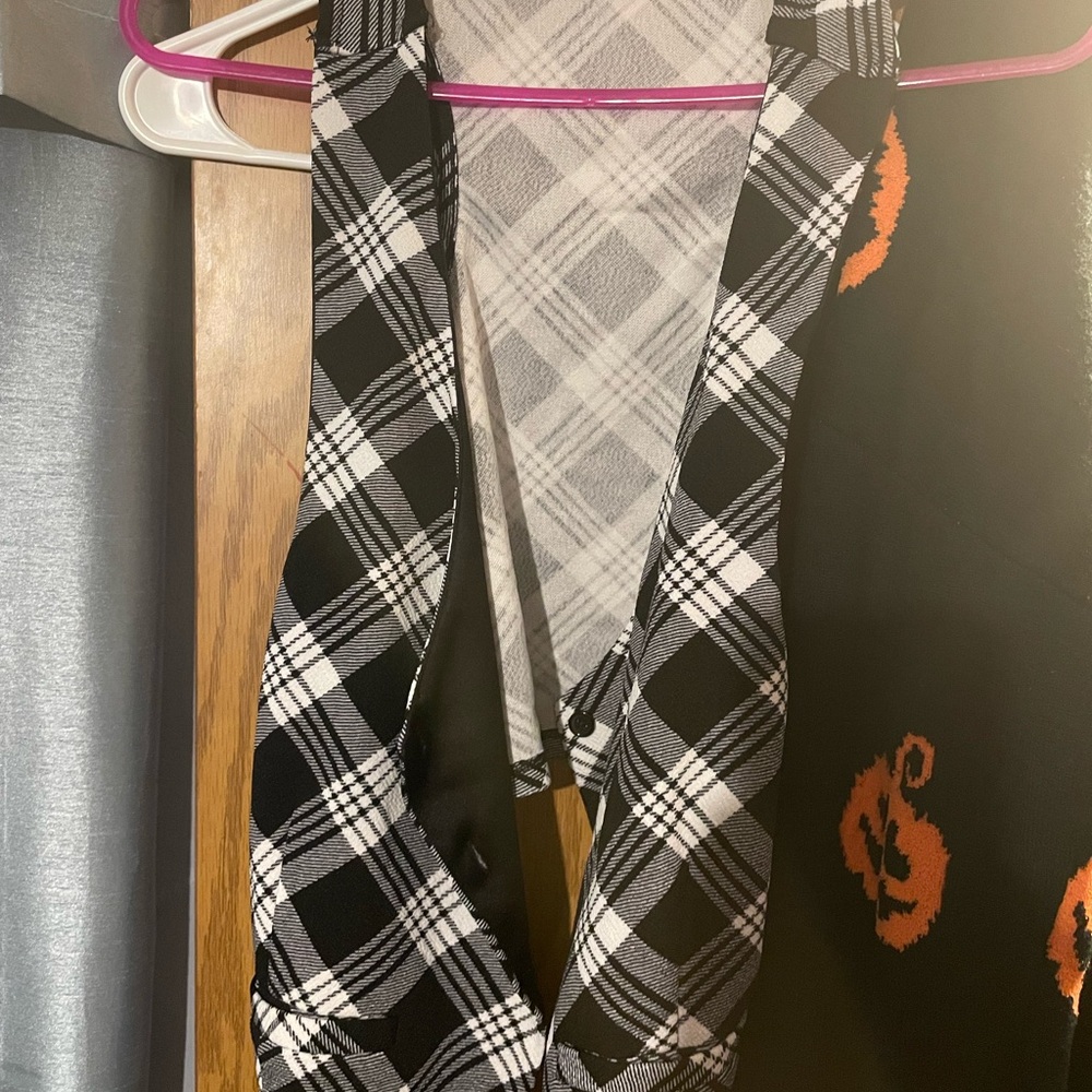 No Boundaries Black and White Plaid Overalls